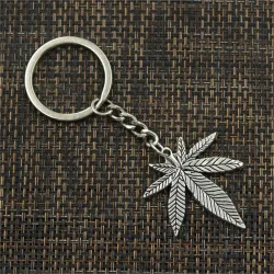 Metal keychain with maple leaf pendantKeyrings