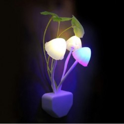 LED-Nachtlicht - Wandstecker - bunte Pilze / Lotusblume