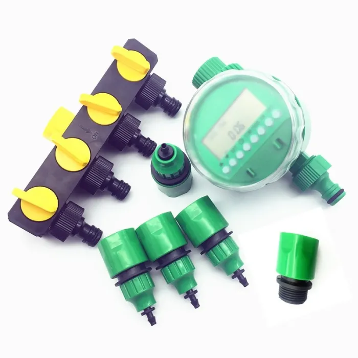 Tuinirrigatiesysteem - met timer - slangsplitter - koppelstuk - set van 7 stuksSproeiers