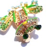Colorful crystal frog - golden broochBrooches