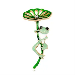 Broche met lotus / kikkerBroches