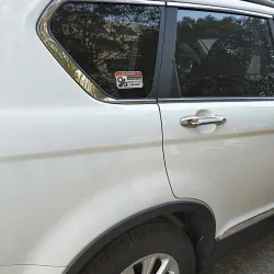Grappige autosticker - Waarschuwing in machinesStickers