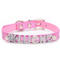 Dogs / cats collar - with crystal name and charm - customCollars & Leads