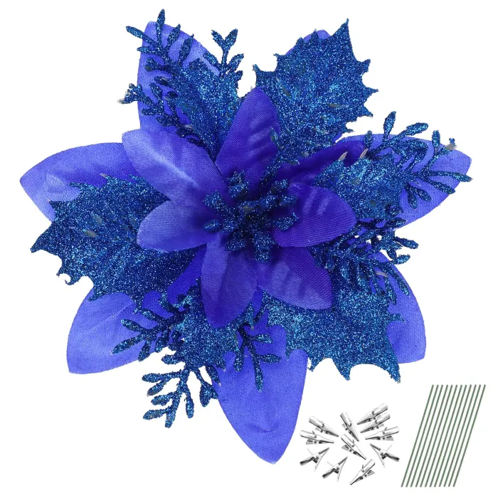 Glitterrozen - Kerstboomversiering - 12 stuksKerstmis