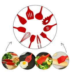 Siliconen keukengerei - non-stick - 10 stuksBestek