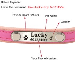 Honden/katten halsband - ID Tag - gepersonaliseerd - gegraveerd - leerHalsbanden en lijnen