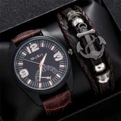 Modieus Quartz horloge - met leren armband - setHorloges