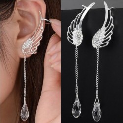 Lange Ohrringe mit Kristall-Engelsflügeln – Clips