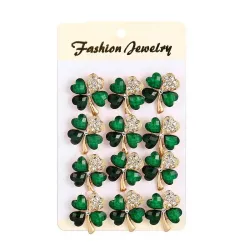Vier kristalgroene bladeren - broche - set van 12 stuksBroches
