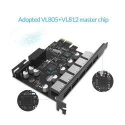 ORICO - USB 3.0 - PCI-E uitbreidingskaart - 5-poorts HUB - adapterHubs