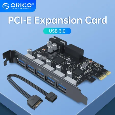 ORICO - USB 3.0 - PCI-E uitbreidingskaart - 5-poorts HUB - adapterHubs