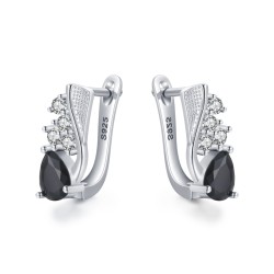 Elegante zilveren oorbellen met zwarte kristalOorbellen