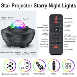 Sterrenhemelprojector - LED-nachtlampje - met luidspreker - BluetoothVerlichting