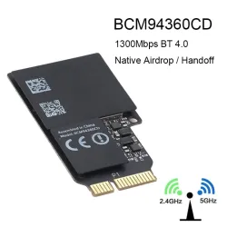 1750Mbps - dual band WiFi Bluetooth card - 2.4GHz/5GHz - Broadcom BCM94360CD - wireless moduleNetwerk
