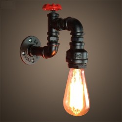 Amerikanische Industrierohr-Wandlampe aus Eisen
