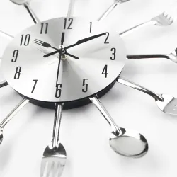 Modern wall clock - with kitchen cutleryClocks