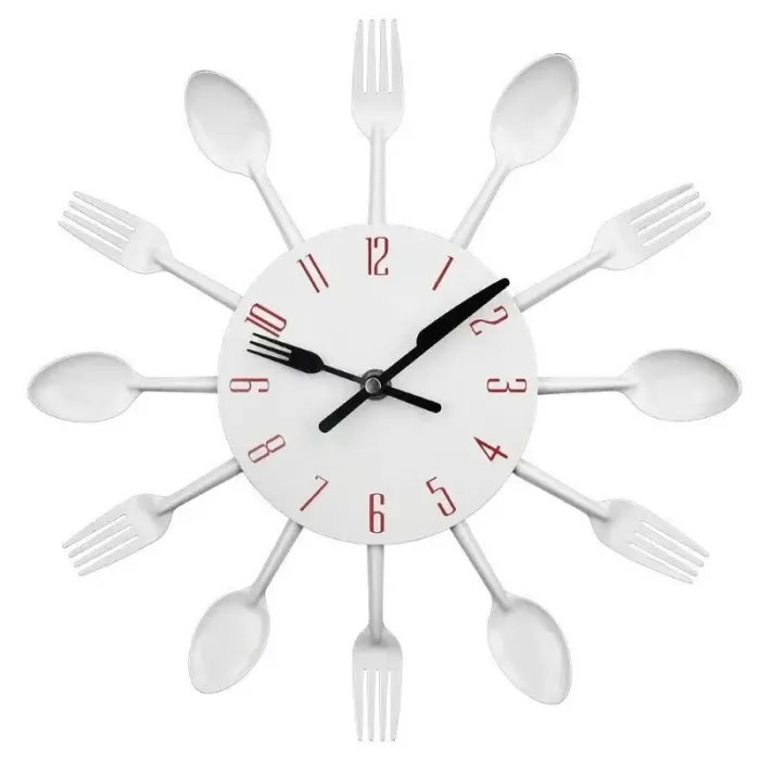 Modern wall clock - with kitchen cutleryClocks