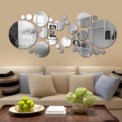 Ronde spiegels - muursticker - zelfklevend behang - 30 stuksMuurstickers