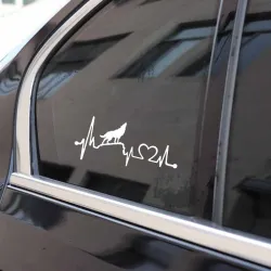 Huilende wolf / hartslag levenslijn - vinyl auto stickerStickers