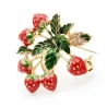 Elegant crystal strawberry brooch with leavesBrooches