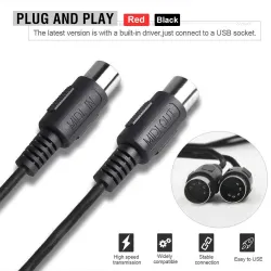 USB to MIDI cable adapter - Plug & Play for keyboards/DAWs (Windows/Mac/iOS) 2mGuitars