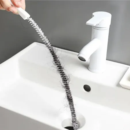 1pc Sink Drain Cleaning Brush, Drain Clog Remover, Bendable Sink Overflow Sewer Drain Brush For Bathroom KitchenAfvoer