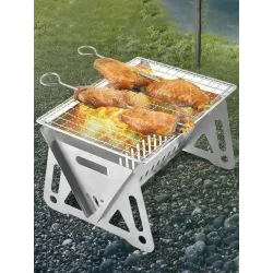 Draagbare, opvouwbare grote barbecuegrill - roestvrij staal - campingfornuisBarbecue - BBQ
