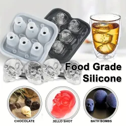 Skull ice ball mold - 3D silicone skull ice tray for cocktails - 6 piecesBar supply