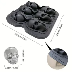 Skull ice ball mold - 3D silicone skull ice tray for cocktails - 6 piecesBar supply