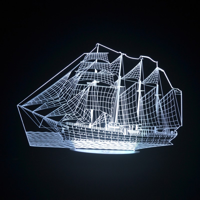 3D Ship Acrylic Optical LED Night LightLights & lighting