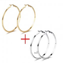 Gold & Silber Runde Hoops Ohrringe 2 Paar