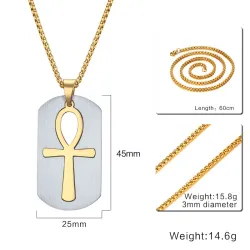 Verwijderende Egyptische Ankh Cross pendant vlekkeloze stalen kettingKettingen