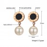 Simulated Pearl Roman Numerals Earrings