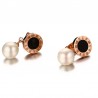 Simulated Pearl Roman Numerals Earrings