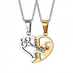 Key lock - Heart shape pendant with necklace 2 pieces