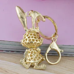 Goud & kristallen konijn sleutelhangerSleutelhangers