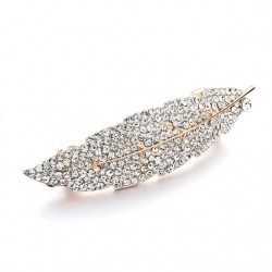 Fashion Metal Leaf Shape Hair Clip Crystal HairpinWomen's Jewellery