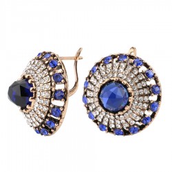 Natural Blue Stone Vintage Crystal Earrings