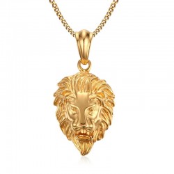 Löwenkopf Anhänger goldene Halskette