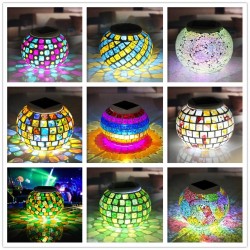 Solar Powered Mosaic Glas Ball Garten Licht Lampe wasserdicht