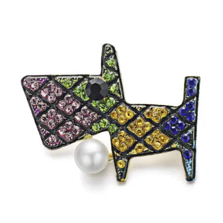 Kleurrijke kristallen hond brocheBroches
