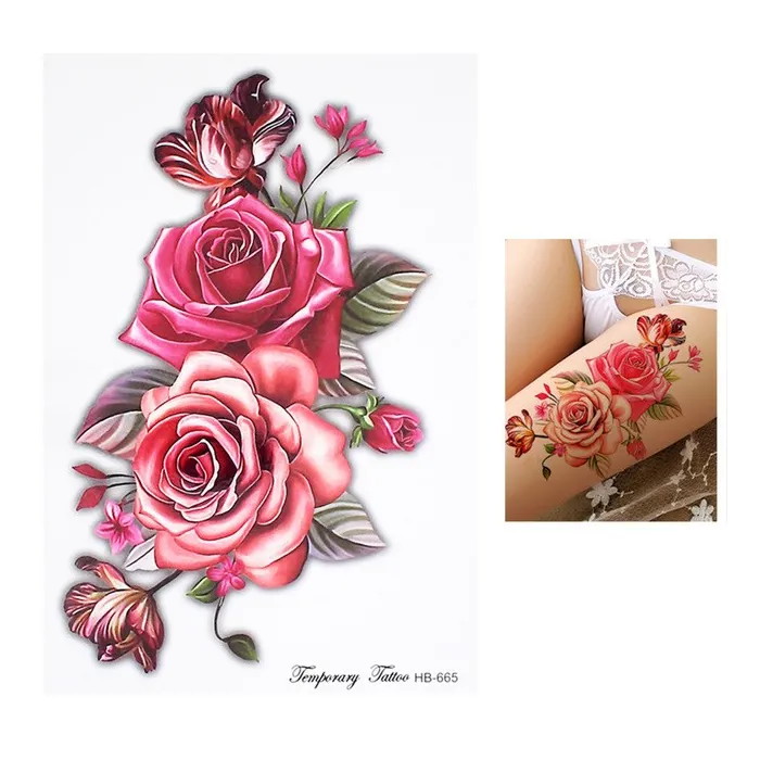 Flower & bird temporary fake tattoo stickerStickers