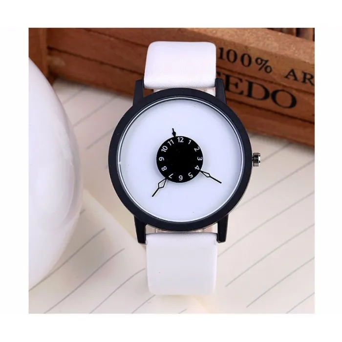 Leather quartz watch unisexHorloges