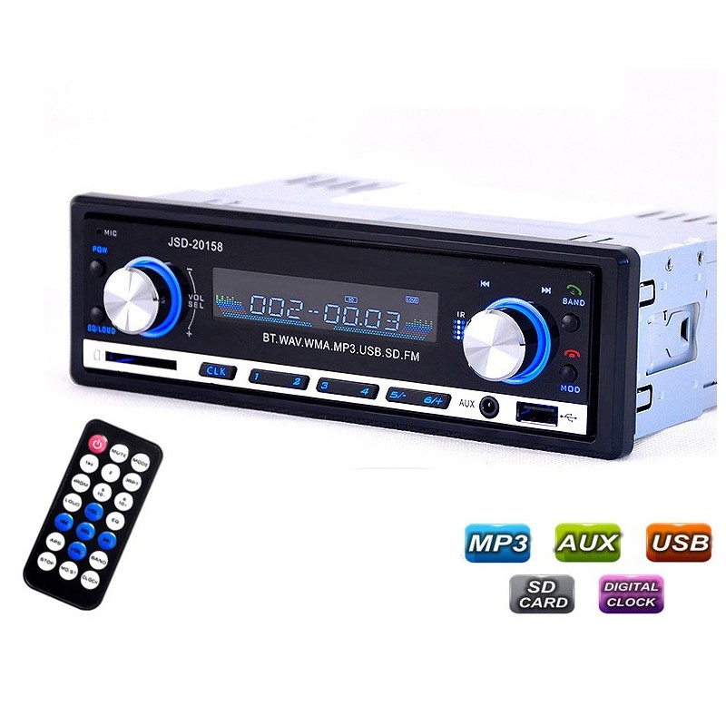 Bluetooth Audio Autoradio FM - MP3 Speler USB 4*60WDin 1