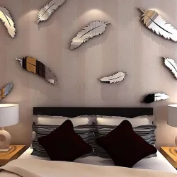 3D feathers mirror wall stickers wallpaperMuurstickers
