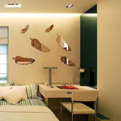 3D feathers mirror wall stickers wallpaperMuurstickers