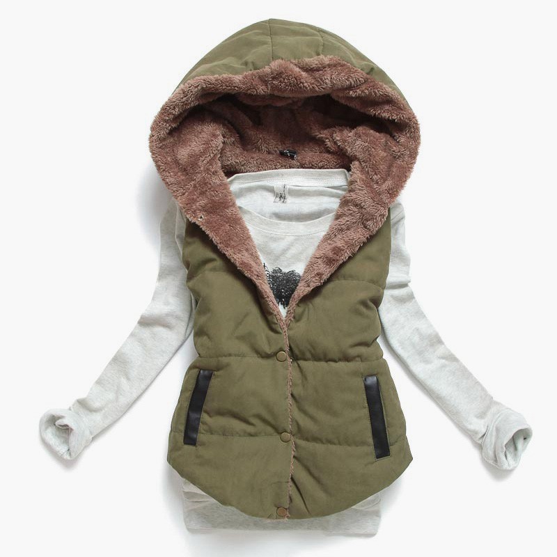 Slim-design warme jas vest bodywarmer met capuchon katoenJassen