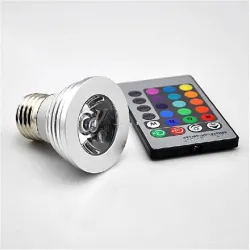 E14 - E27 RGB LED 3W color changeable lamp bulb with remote controlE27