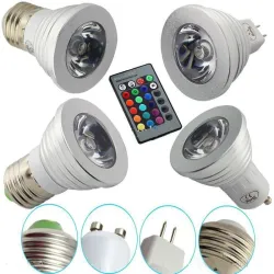 E14 - E27 RGB LED 3W color changeable lamp bulb with remote controlE27