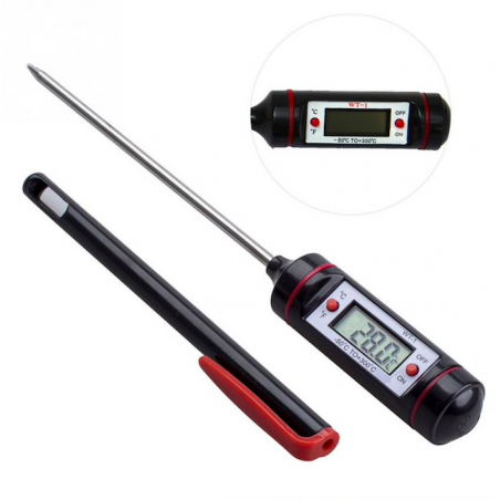 Digital food thermometer - stainless steel - for baking - cooking - meatBakeware